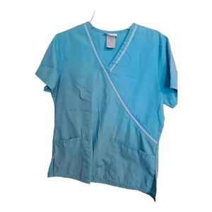 SB Scrubs Mock Wrap Turquoise Aqua Scrub ShirtTop Small S